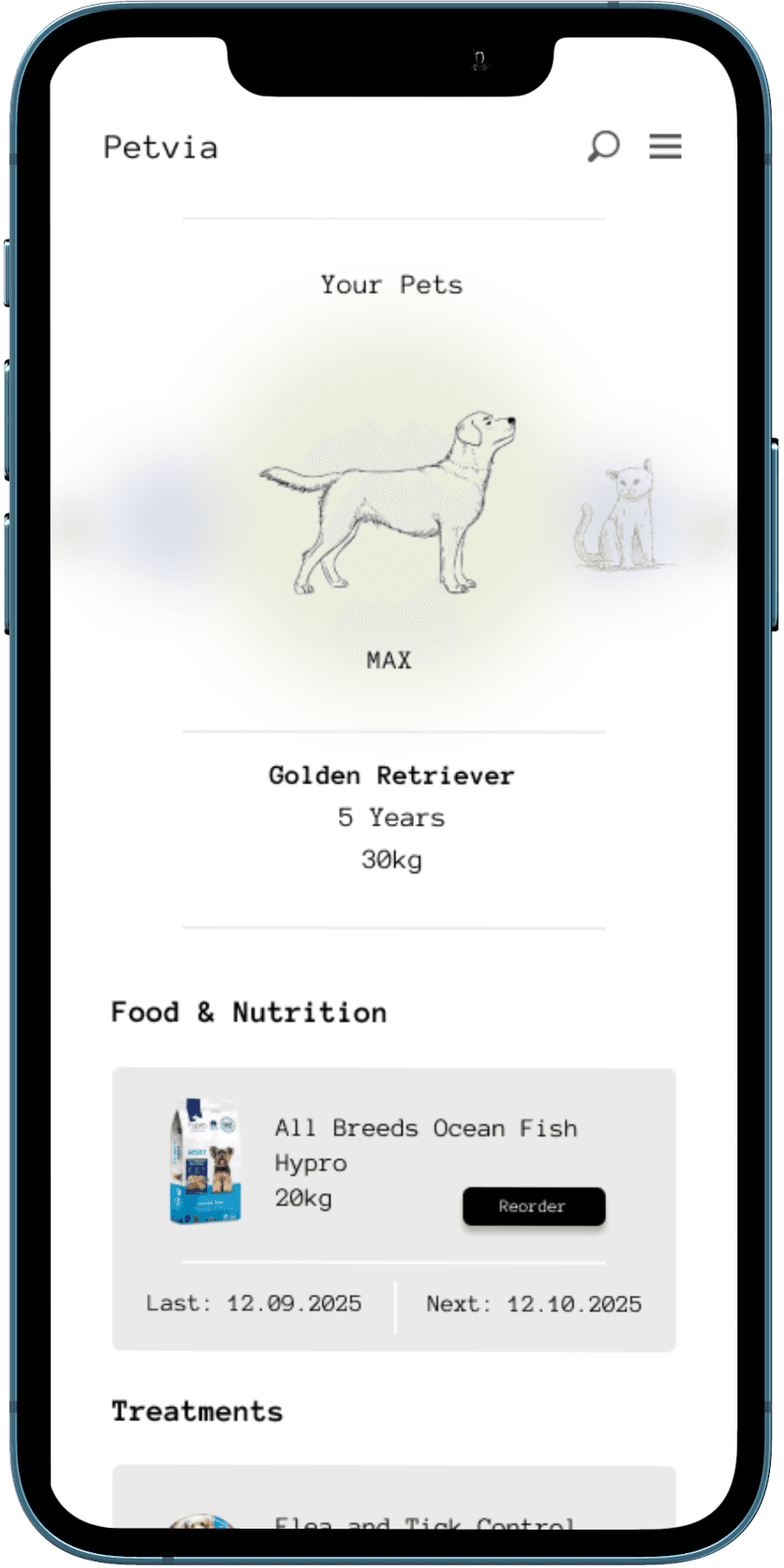 Petvia app picture screen 2